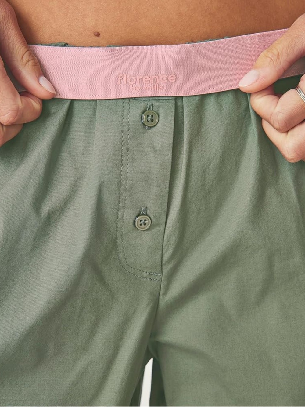 Florence by Mills Olive Green Button-Front Fold Down Boxer Shorts Size Large